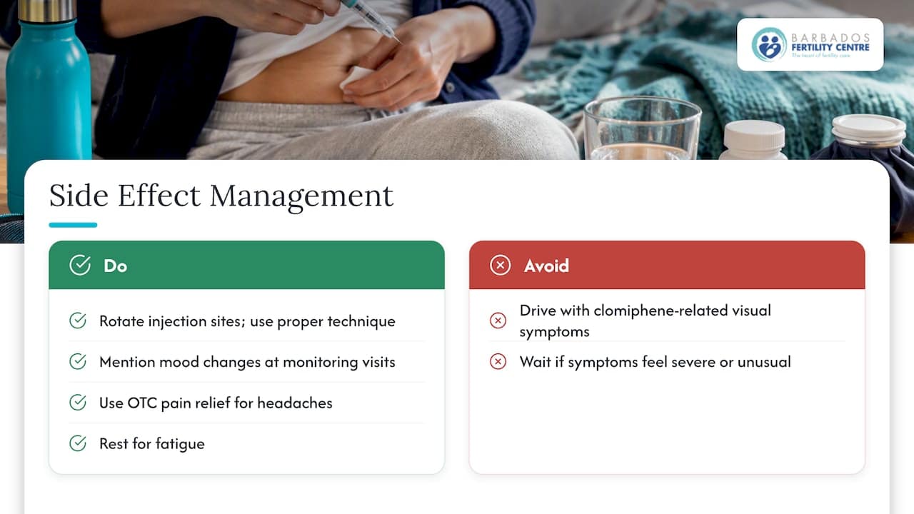 Potential side effects and management beyond OHSS and multiples — overview diagram